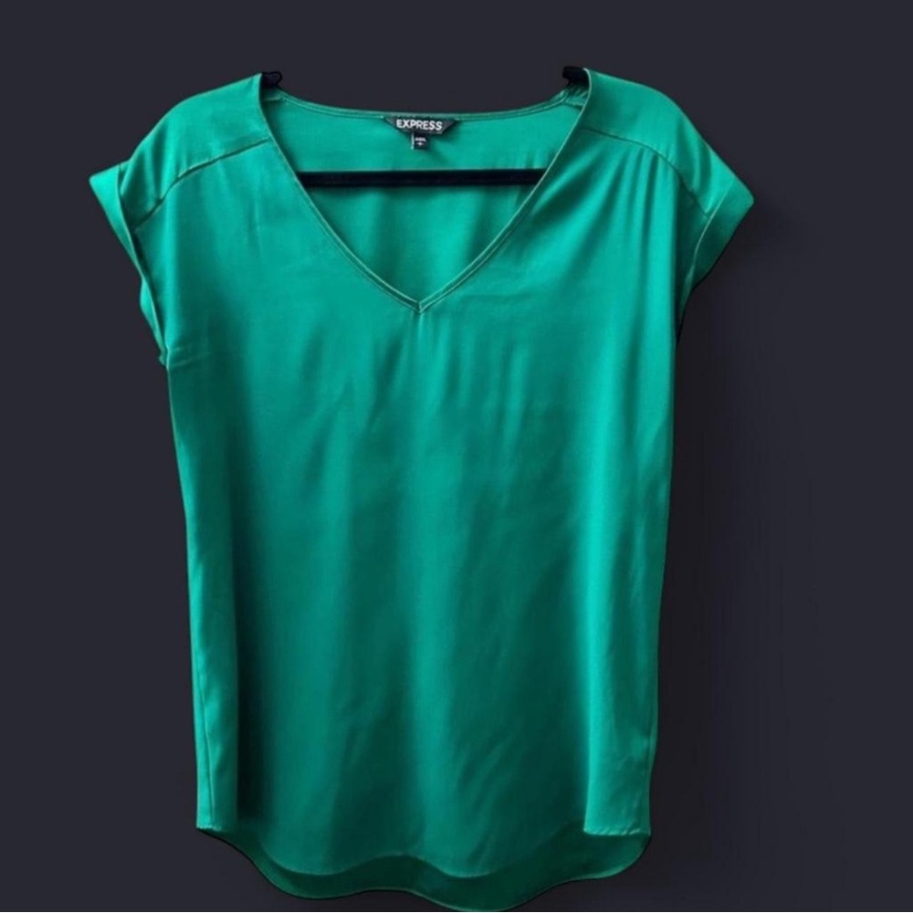 Express Women's Emerald V-Neck Blouse
